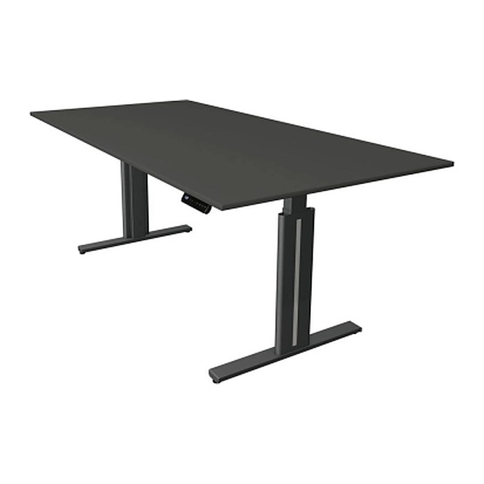Kerkmann Move 3 elegant elektrisch höhenverstellbarer Schreibtisch anthrazit rechteckig, T-Fuß-Gestell grau 200,0 x 100,0 cm