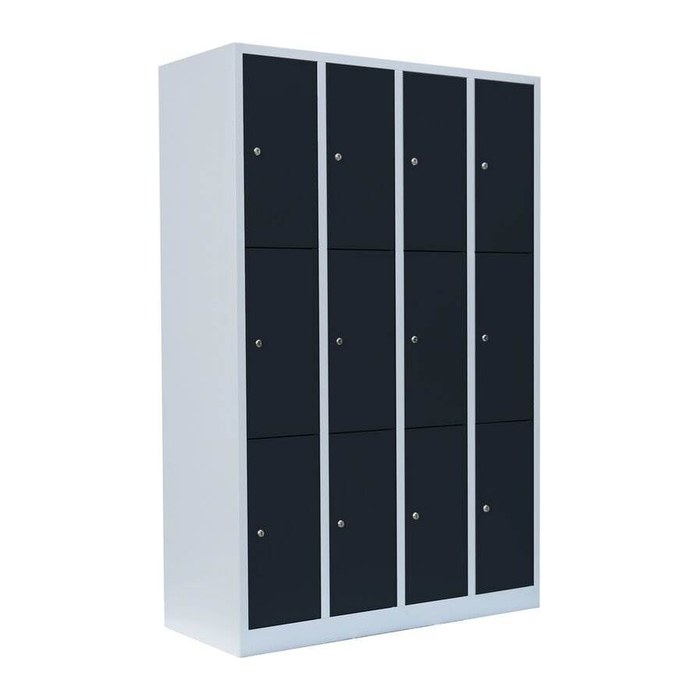 LÜLLMANN Schließfachschrank anthrazit, lichtgrau 520348, 12 Schließfächer 117,0 x 50,0 x 180,0 cm