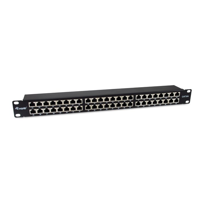 Equip 19" Patchpanel 48xRJ45 Cat6a FTP 1U 500MHz RAL9005