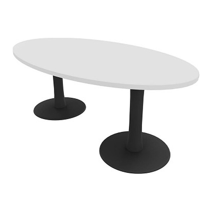 Quadrifoglio Konferenztisch Idea+ weiß oval, Säulenfuß grau, 200,0 x 110,0 x 74,0 cm