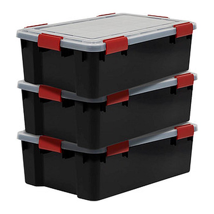 IRIS Ohyama AT-LS BkR/C/D.Red Aufbewahrungsboxen 3x 30,0 l schwarz, transparent, rot 29,0 x 39,0 x 19,1 cm, 3 St.