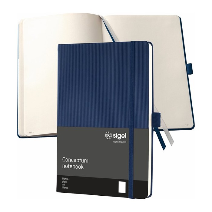 SIGEL Notizbuch Conceptum ca. DIN A5 blanko, dunkelblau Hardcover 194 Seiten, 1 St.