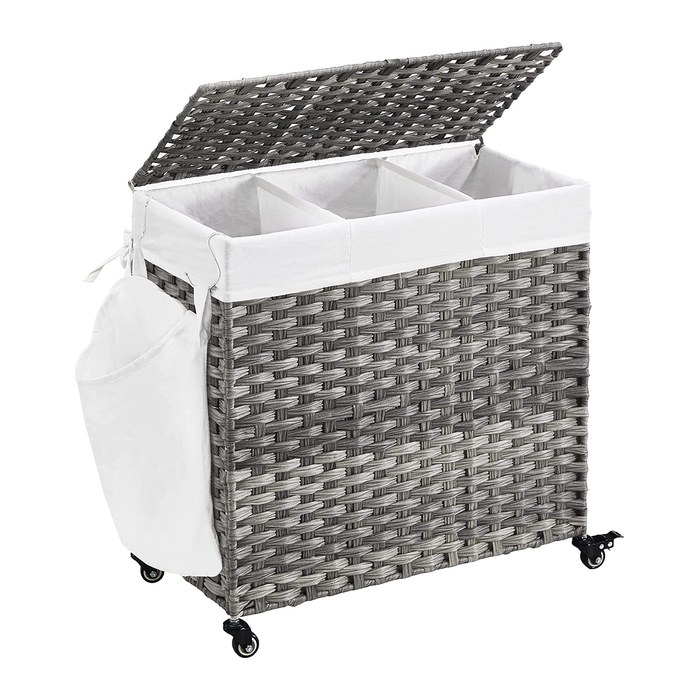 SONGMICS Wäschesortierer grau, weiß, bis 30,0 kg, 1 St.