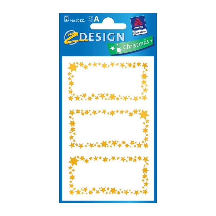 AVERY Zweckform Aufkleber Sterne, gold, 6 Etiketten