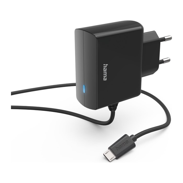 hama Ladekabel mit Adapter schwarz, Kabellänge: 1,0 m, 5 Watt