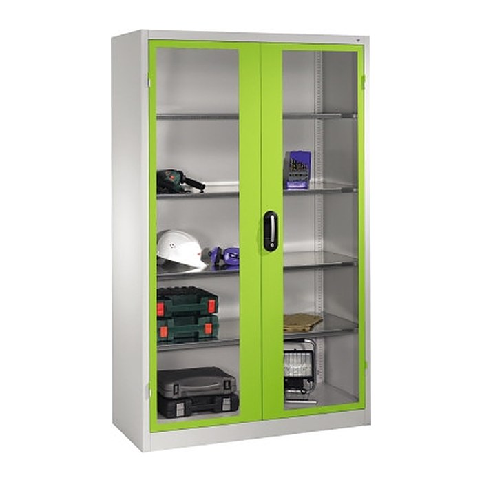 CP Stahlschrank 8931-055 S10298 Acrylglas, clowngrün, lichtgrau 4 Fachböden 120,0 x 50,0 x 195,0 cm, aufgebaut, 1 St.