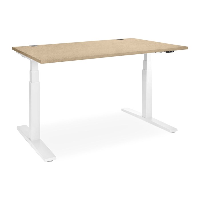 Elektrisch höhenverstellbarer Schreibtisch – Gestell Weiß (1600 x 800 mm, Platte Weiß, Gestell RAL 9016)