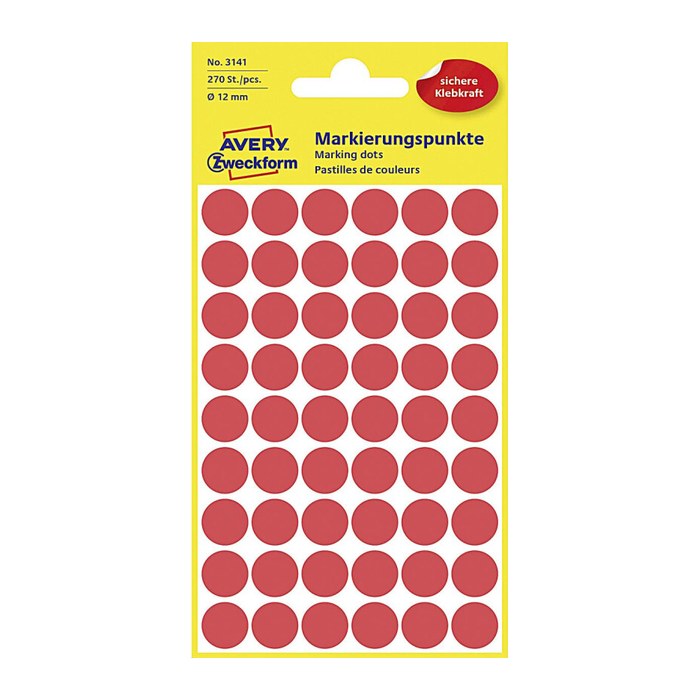AVERY Zweckform Klebepunkte 3141 rot Ø 12,0 mm, 270 St.