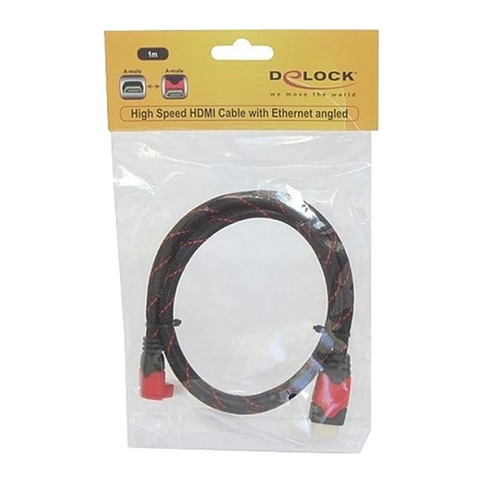 DELOCK HDMI Kabel Ethernet A -> A St/St 3.00m 90° unten 4K