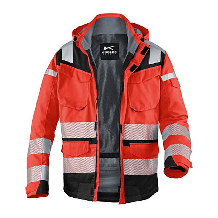 KÜBLER® unisex Warnjacke Winter REFLECTIQ rot, schwarz Größe 4XL