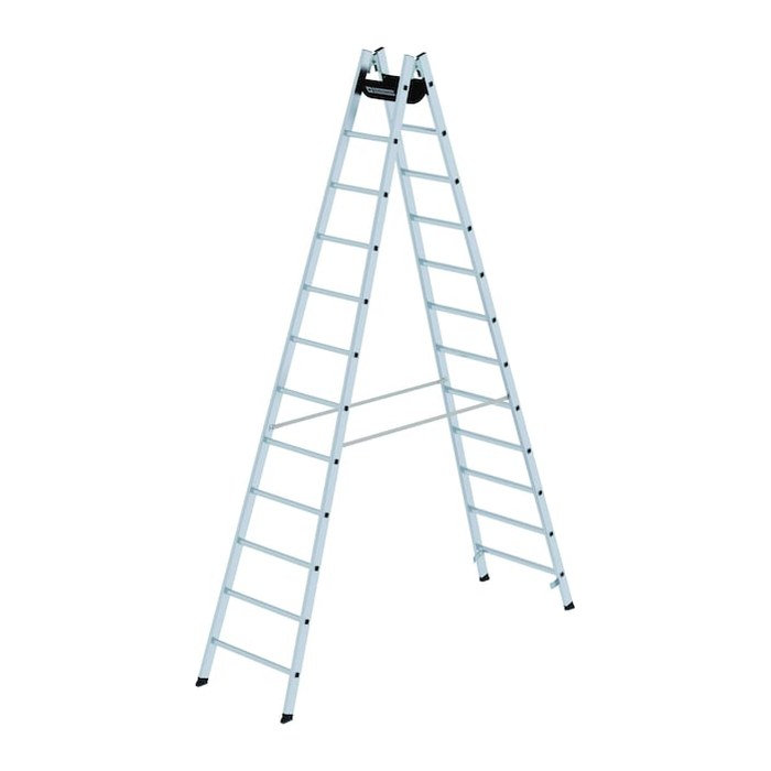 MUNK Stehleiter beidseitig 33024 silber 2x 12 Sprossen, H: 351,0 cm