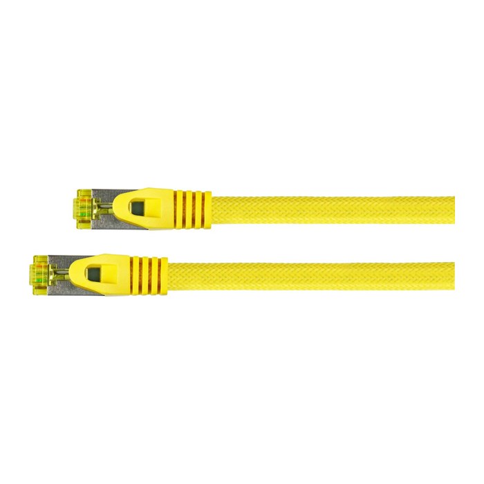 Python Patchkabel m. Cat.7 Rohkabel Nylongefl. gelb 1,5m