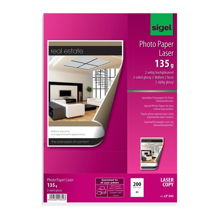 SIGEL Fotopapier LP343 DIN A3 hochglänzend 135 g/qm 200 Blatt