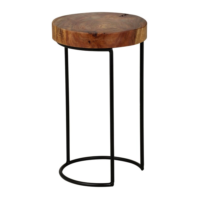 WOHNLING Beistelltisch rund Massivholz sheesham 28,0 x 28,0 x 45,0 cm, 1 St.