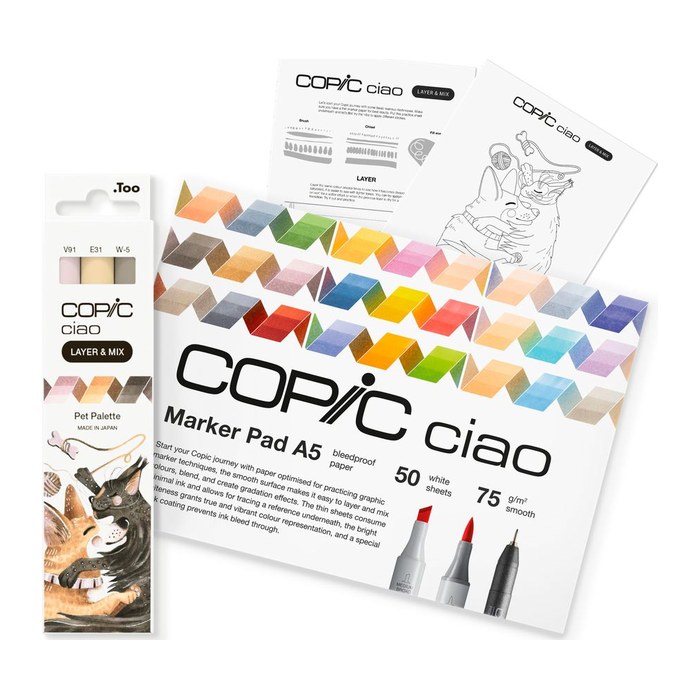 COPIC® Ciao 2D Pet Palette Starter Layoutmarker-Set farbsortiert 1,0 + 6,0 mm, 1 Set