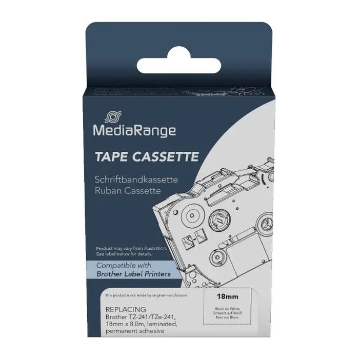 MediaRange Schriftband MRBTZ241 ersetzt brother TZ-241/TZe-241 , 18 mm, schwarz auf weiß, 1 St.