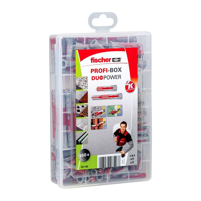 fischer Profi-Box - DuoPower kurz/lang 2K 541108 Universaldübel-Sortiment, 150-teilig