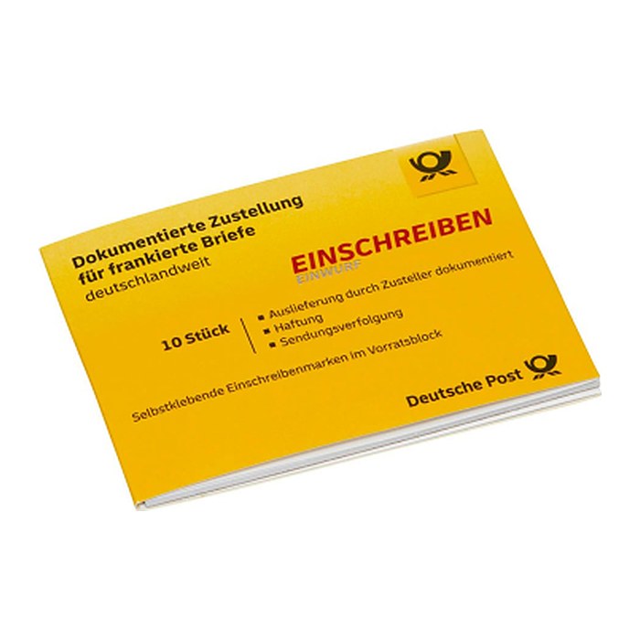 Deutsche Post 2,35 € Einschreibenmarken "Einwurf" 1850 selbstklebend, 10 St.