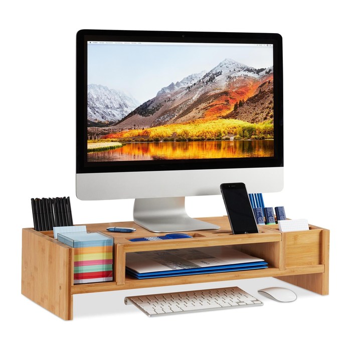 relaxdays Monitorständer braun