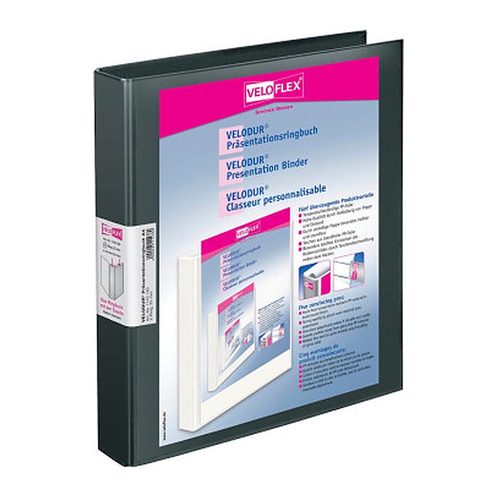 VELOFLEX VELODUR® Präsentationsringbücher 2-Ringe schwarz 4,0 cm DIN A4, 10 St.
