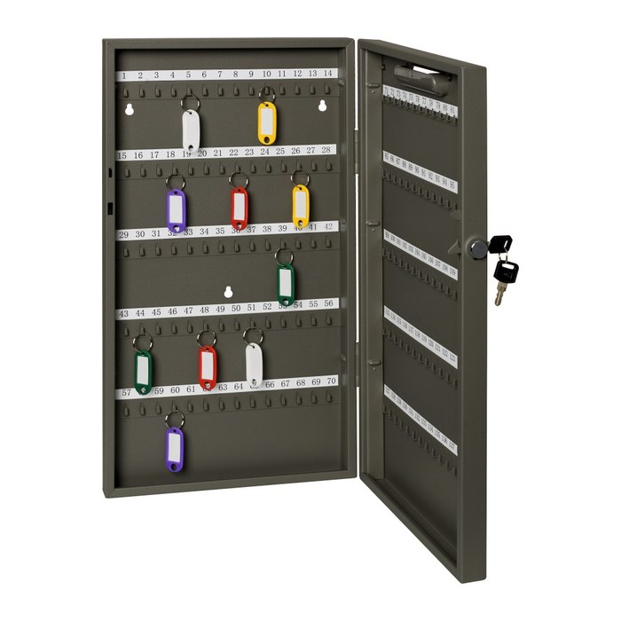 ALCO Schlüsselkasten grau mit 140 Haken, Zylinderschloss, 27,0 x 5,2 x 51,5 cm, 1 St.
