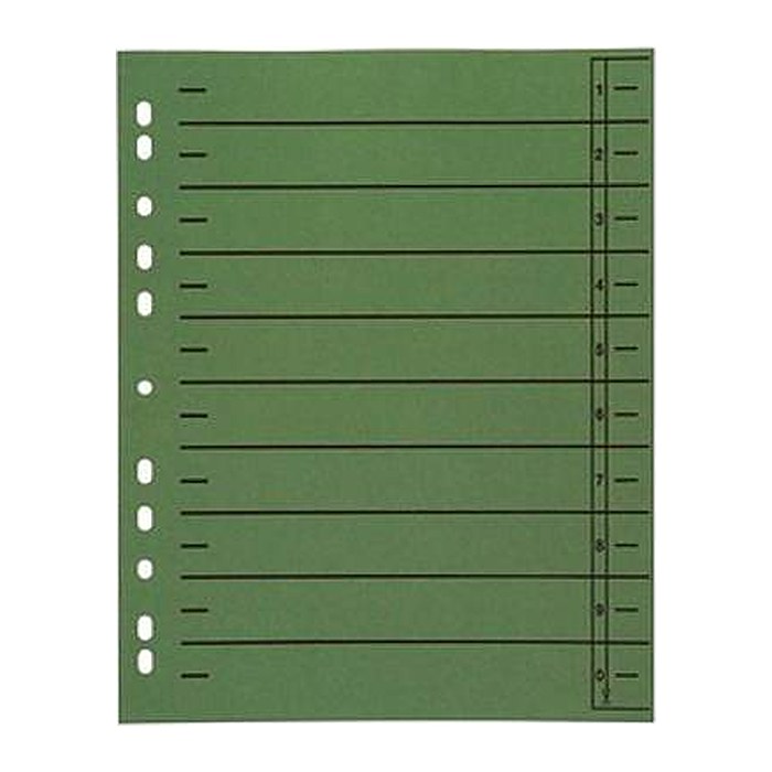 Wekre Trennblätter DIN A4 0-9 grün, 230 g/m², 100 Blatt