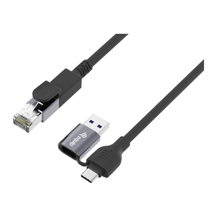 Equip Adapter GigaBit USB-C+A->RJ45 St/St 1.00m schwarz