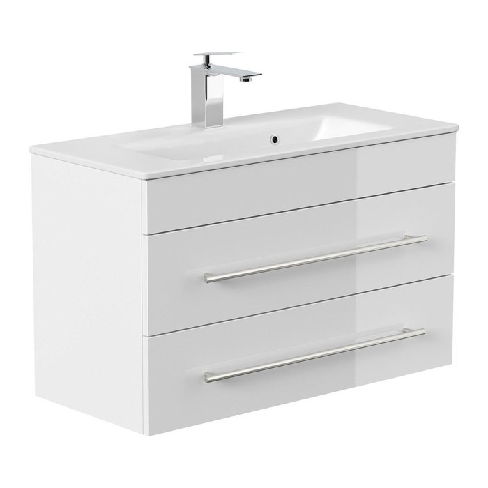 POSSEIK Waschbecken mit Unterschrank PORTUS SLIMLINE 800 weiß glanz 80,0 x 36,0 x 49,6 cm