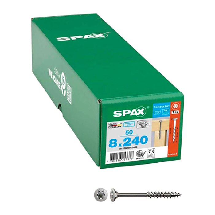 SPAX® Universalschrauben T40 Senkkopf Edelstahl A2 0197000802405 8 mm x 240 mm, 50 St.