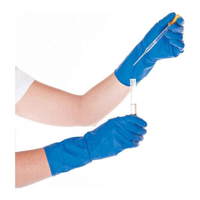 HYGOSTAR unisex Chemikalienschutzhandschuh High Risk blau Größe 8, 50 St.