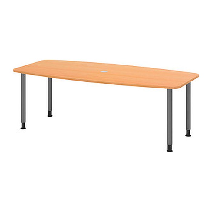 HAMMERBACHER Konferenztisch KT22C buche Tonnenform, Rundrohr grau, 220,0 x 83,0/103,0 x 72,0 - 74,0 cm