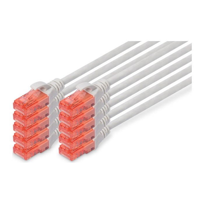 DIGITUS CAT 6 U/UTP Patchkabel - LSZH, 10 Stück, 0,5m, grau