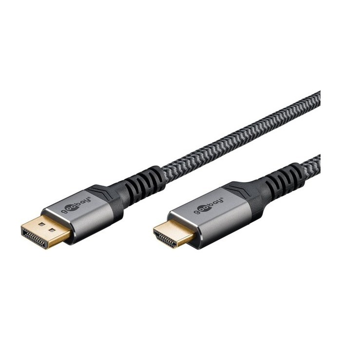 goobay DisplayPort 1.2/HDMI 2.0 Kabel 2,0 m grau, schwarz, 1 St.