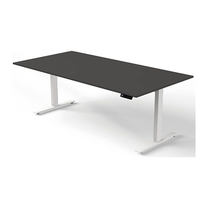 Kerkmann Move 3 elektrisch höhenverstellbarer Schreibtisch anthrazit rechteckig, T-Fuß-Gestell weiß 200,0 x 100,0 cm