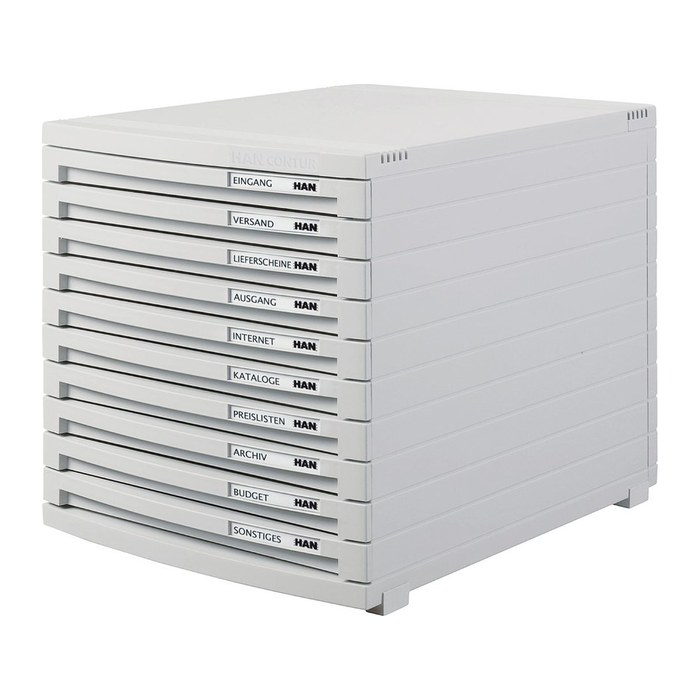 HAN Schubladenbox Contur schwarz 1510-13D, DIN B4 mit 10 Schubladen, 1 St.