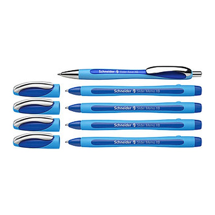 Schneider Kugelschreiber Memo + 1x Rave Blau Etui 4x