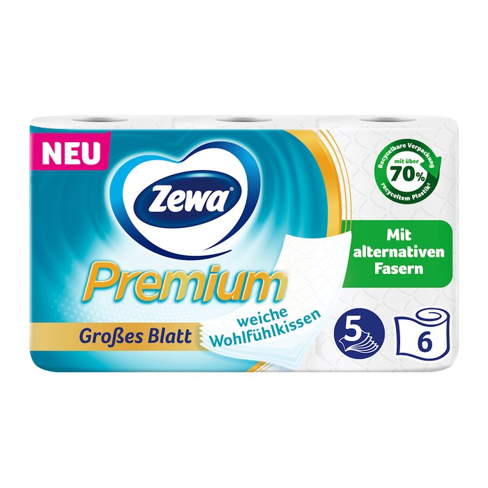 Zewa Toilettenpapier Premium 5-lagig, 6 Rollen