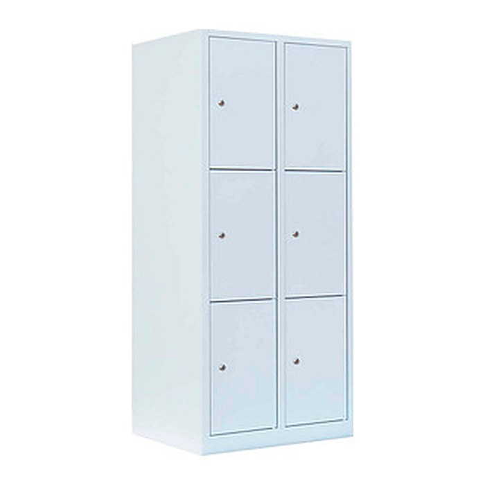 LÜLLMANN Schließfachschrank signalweiß 523327, 6 Schließfächer 80,0 x 50,0 x 180,0 cm