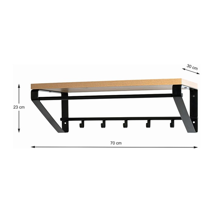 HAKU Möbel Wandgarderobe 13945 eiche Holz 5 Haken 70,0 x 23,0 cm, 1 St.