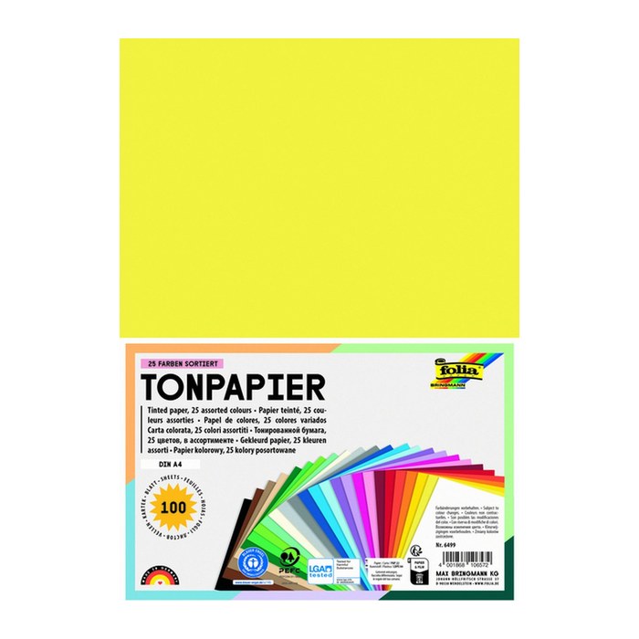 folia Tonpapier farbsortiert 130 g/qm 100 Blatt