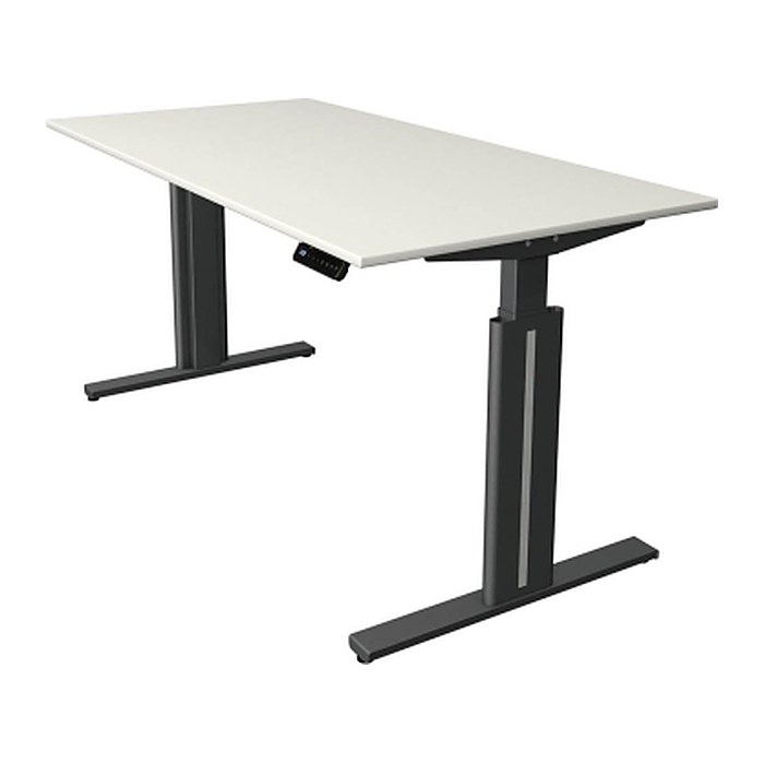 Kerkmann Move 3 elegant elektrisch höhenverstellbarer Schreibtisch weiß rechteckig, T-Fuß-Gestell grau 160,0 x 80,0 cm
