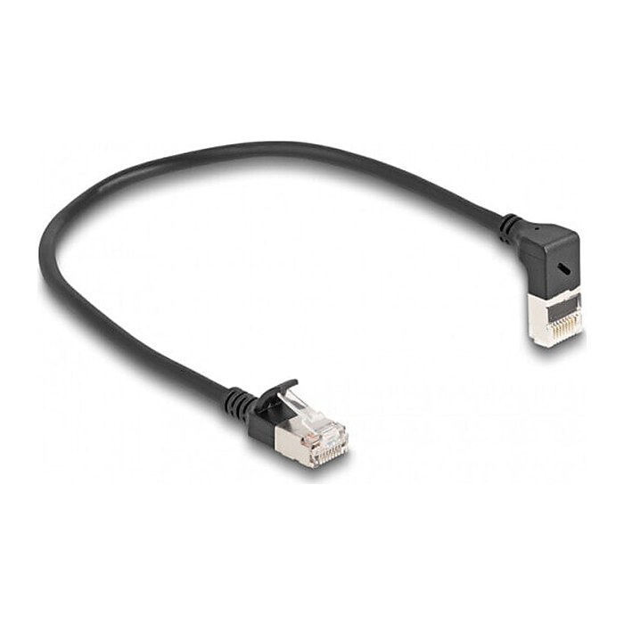 DELOCK RJ45 Netzwerkkabel Cat.6A S/FTP Slim 90° 0,25m schwar