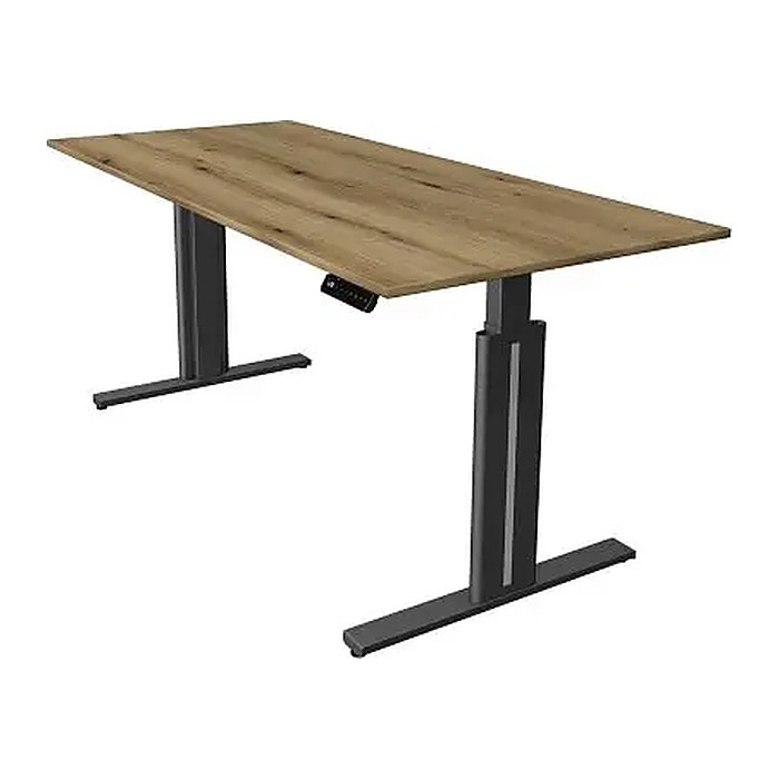 Kerkmann Move 3 elegant elektrisch höhenverstellbarer Schreibtisch eiche rechteckig, T-Fuß-Gestell grau 180,0 x 80,0 cm