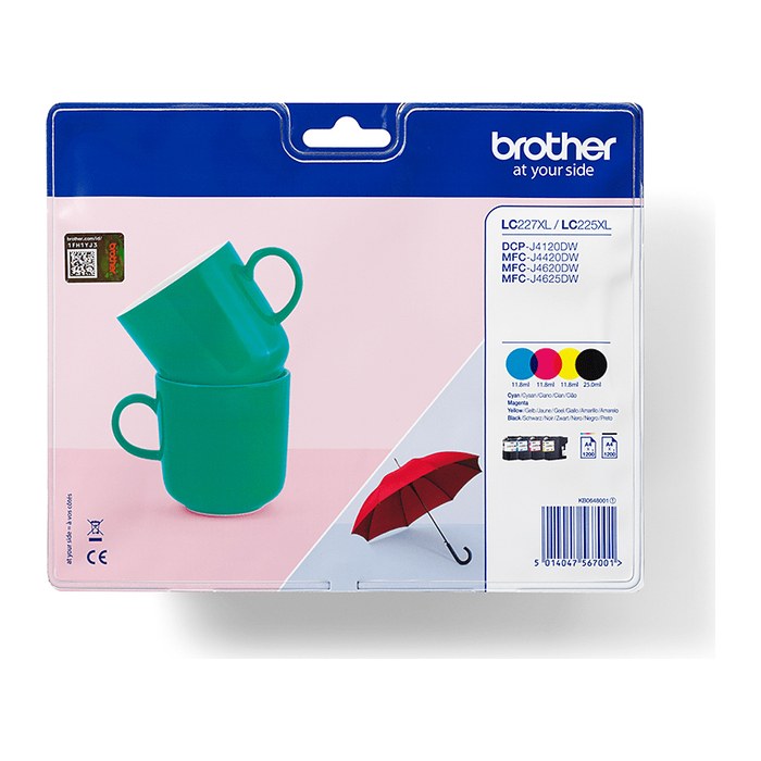 brother LC-227XL/LC-225XL schwarz, cyan, magenta, gelb Druckerpatronen, 4er-Set