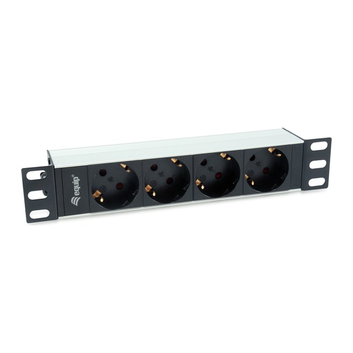 Equip 10" Steckdosenleiste 4xSchuko->St.90° si. Alu.