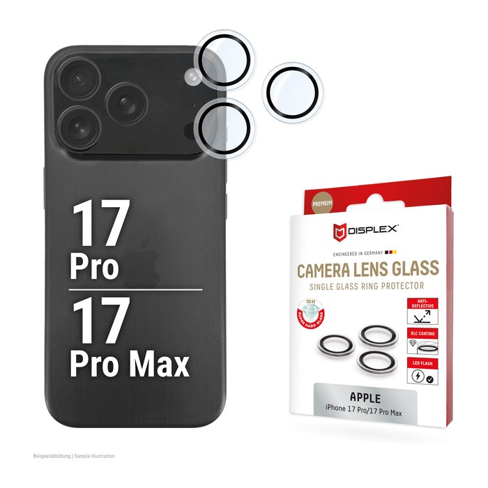 DISPLEX® Camera Lens Single Glass Ring Kamera-Schutzglas für Apple iPhone 17 Pro, iPhone 17 Pro Max