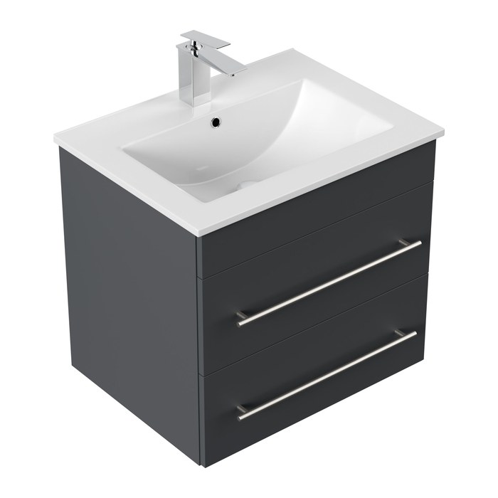 POSSEIK Waschbecken mit Unterschrank APOLLO grafit 61,5 x 46,5 x 54,0 cm