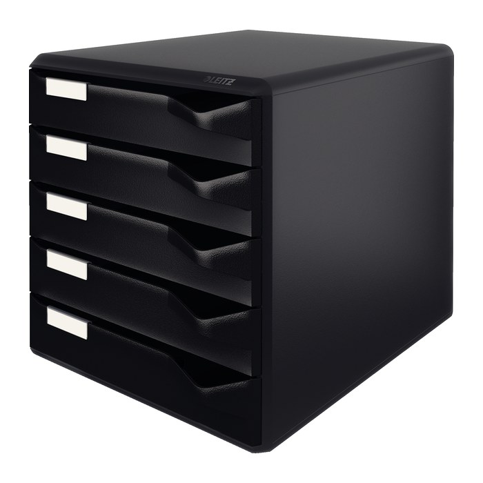 LEITZ Schubladenbox Post-Set  schwarz 52930095, DIN A4 mit 5 Schubladen, 1 St.