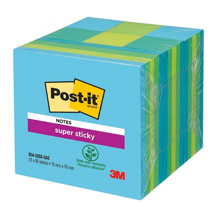 Post-it® Super Sticky Notes Oasis Collection Haftnotizen extrastark farbsortiert, 5 Blöcke