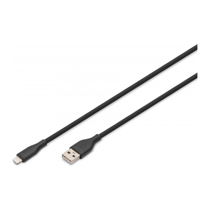 DIGITUS USB 2.0 Kabel Typ A-Lightning Silikon 0,5m MFI schwa